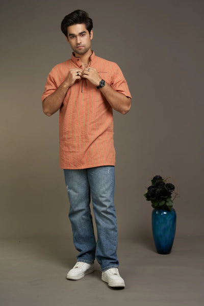 GAACHI's Burning Sand and Persian Orange Kurta - A Mélange of Comfort and Sophistication in Men's Fashion